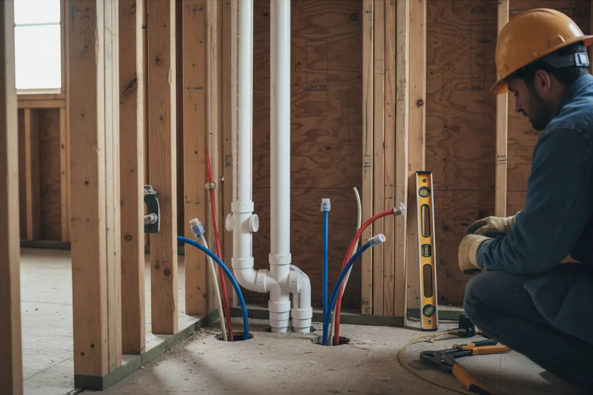 Drain and supply rough-in during Drain Cleaning in North Salem
